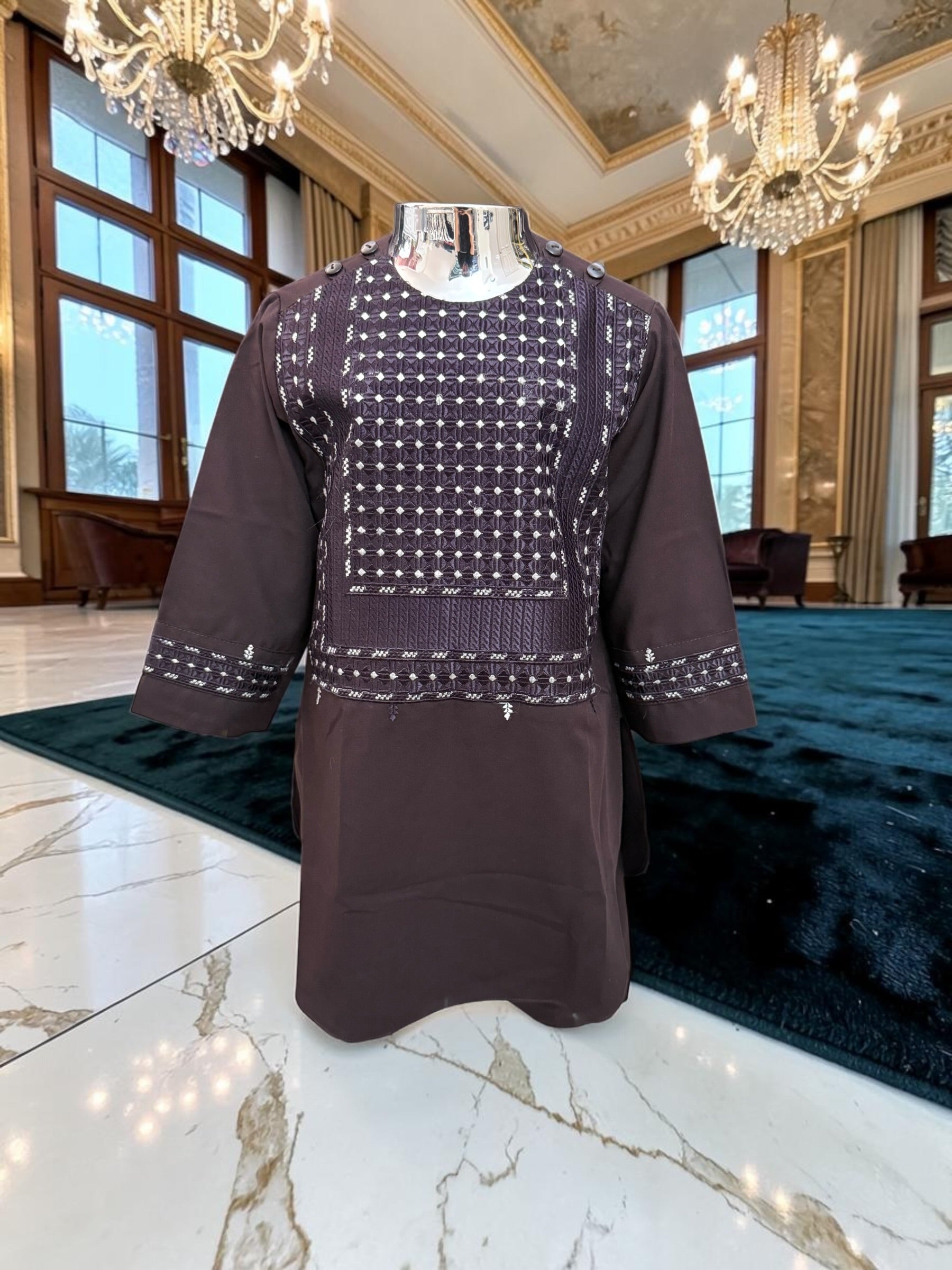 Deep Plum Boys Afghan Parahan Tunban Set | Luxury Embroidered Traditional Afghan Wear for Kids (1–12 Years)