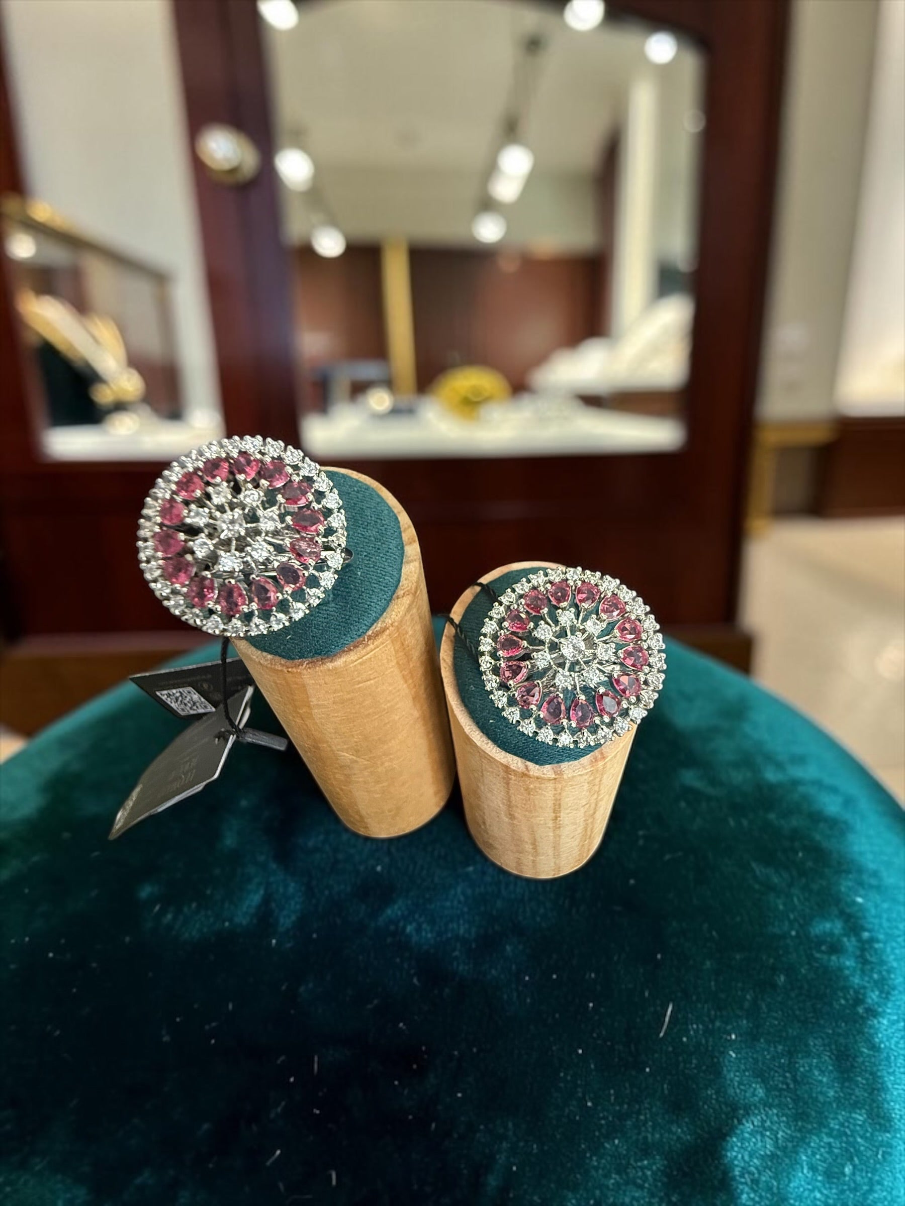 American Diamond Round Statement Ring – Adjustable Teardrop Crystal Cocktail Ring, 3 Colors, Gift Box Included