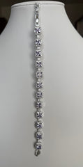 Lavender Purple Cushion-Cut Crystal Halo Tennis Bracelet – Silver Tone Statement Jewelry 7093